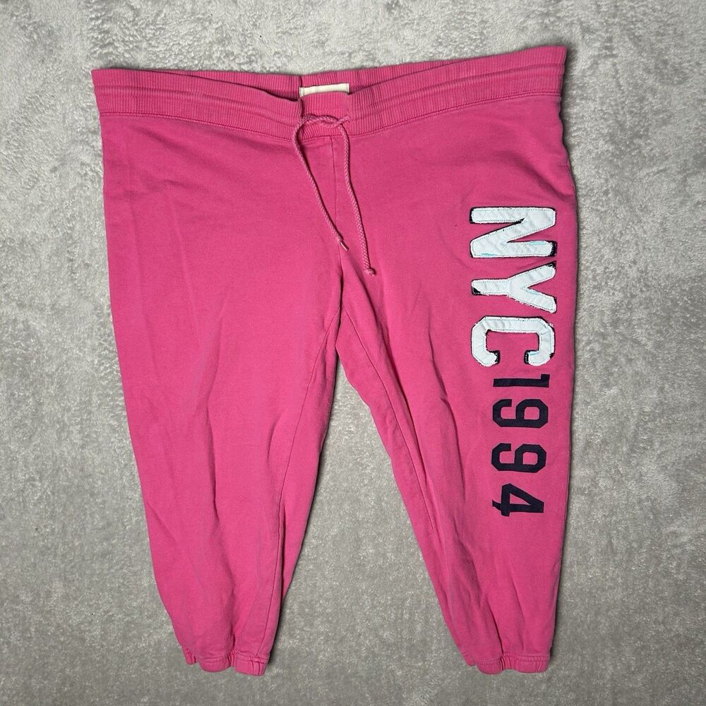 Y2K Old Navy Cropped Cuffed Sweat Pants Pink Women's Size Large Drawstring